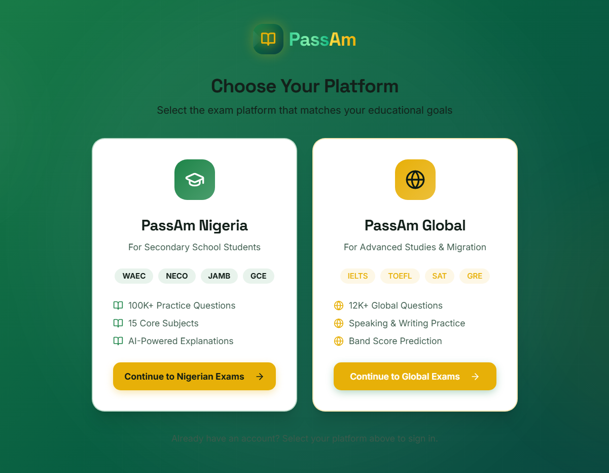 PassAm — AI Exam Prep: WAEC, NECO, JAMB, GCE